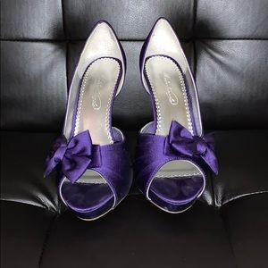 David’s Bridal Maribelle Purple Satin Heels